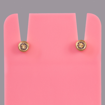 Mini pendientes Studex April Crystal Bezel - Chapado en oro