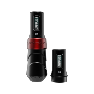 Máquina de Tatuar FK Irons Flux Max con 2x PowerBolt II - Longitud de Carrera 3.2 mm - Yomico Roja/Negra