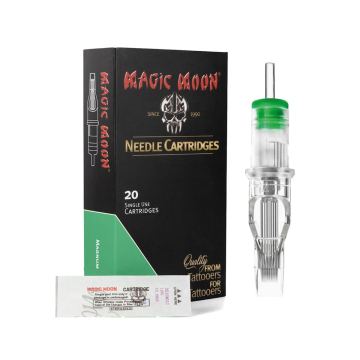 Caja de 20 Cartuchos de Agujas Tatuaje Magic Moon 0.35MM Magnum Cono Medio