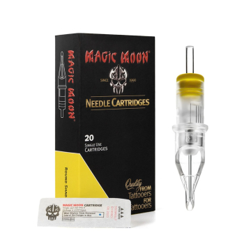 Caja de 20 Cartuchos de Agujas Tatuaje Magic Moon 0.35MM Redondas Para Sombra Cono Largo