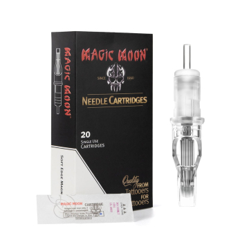 Caja de 20 Cartuchos de Agujas Tatuaje Magic Moon 0.35MM Magnum Curvadas Cono Largo